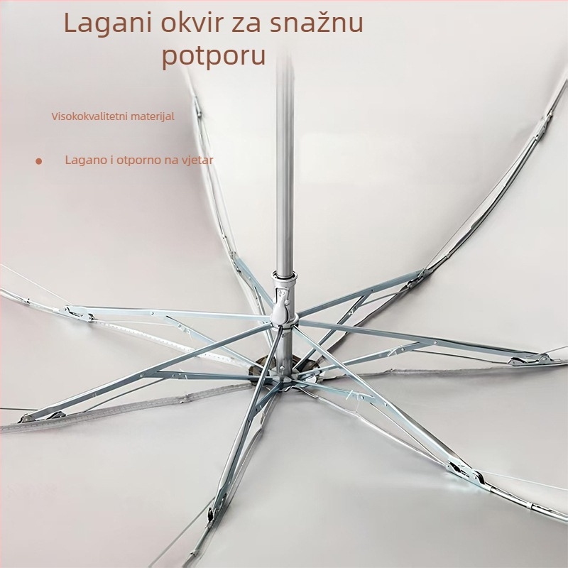 Ručni kišobran s 7 rebara, srebrnim premazom tkanine, dvostruka namjena – za sunce i kišu, sklopivi kišobran s kariranim platnom