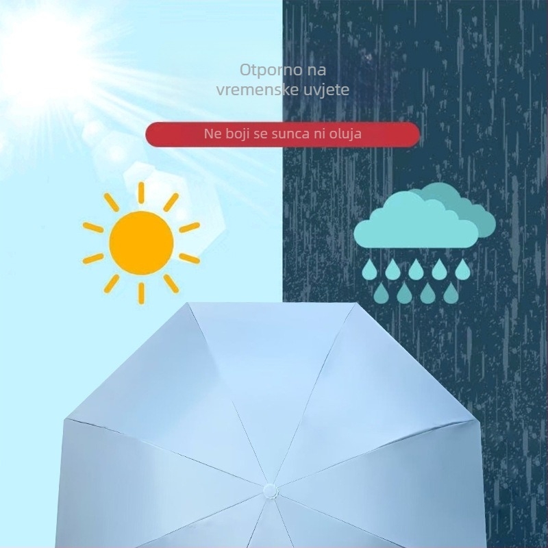 Ručni kišobran s 7 rebara, srebrnim premazom tkanine, dvostruka namjena – za sunce i kišu, sklopivi kišobran s kariranim platnom