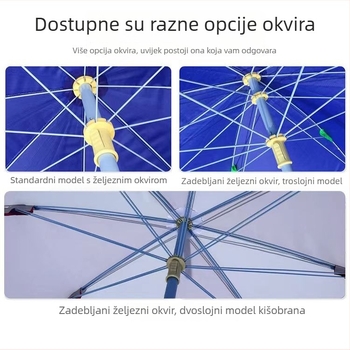Reklamni kišobran za štandove, veliki kišobran za sunce s UV zaštitom, prilagodljivo tiskanje, debela konstrukcija, okvir s 8 rebara, automatsko otvaranje, poluautomatsko zatvaranje