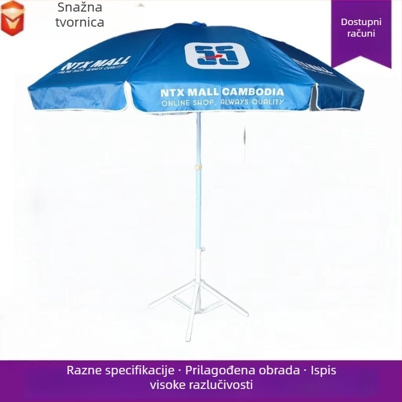 Reklamni kišobran za štandove, veliki kišobran za sunce s UV zaštitom, prilagodljivo tiskanje, debela konstrukcija, okvir s 8 rebara, automatsko otvaranje, poluautomatsko zatvaranje