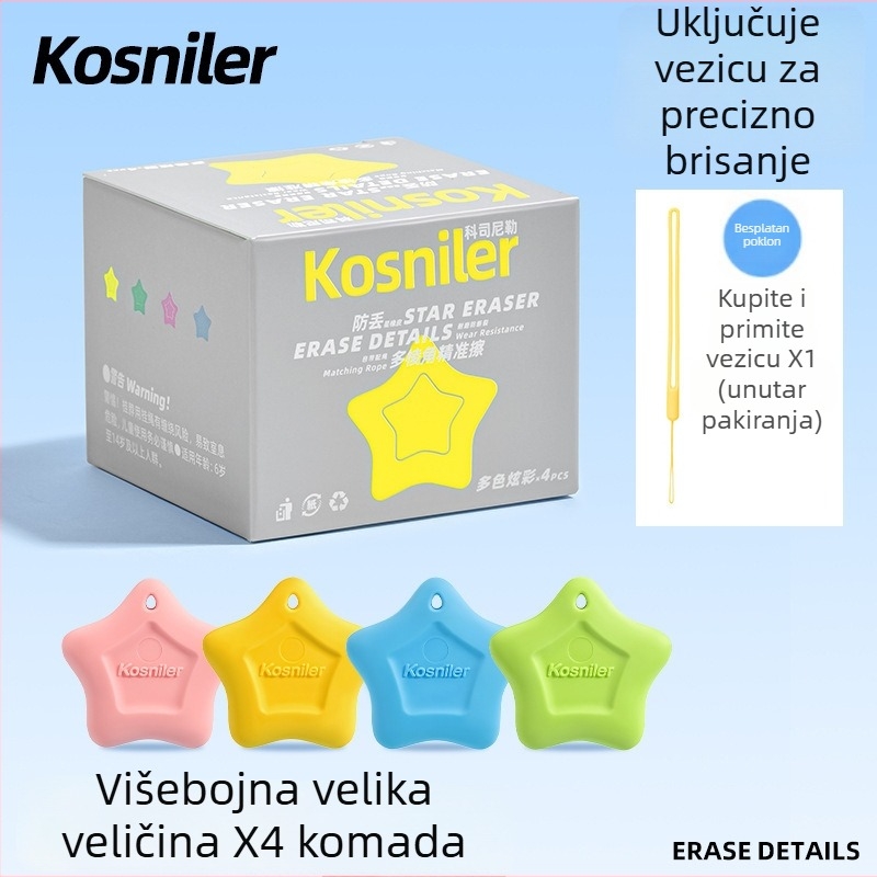 Gumica u obliku zvjezdice, lagan grip, bez ostataka, otporna i čista, za djecu od 3 do 6 godina