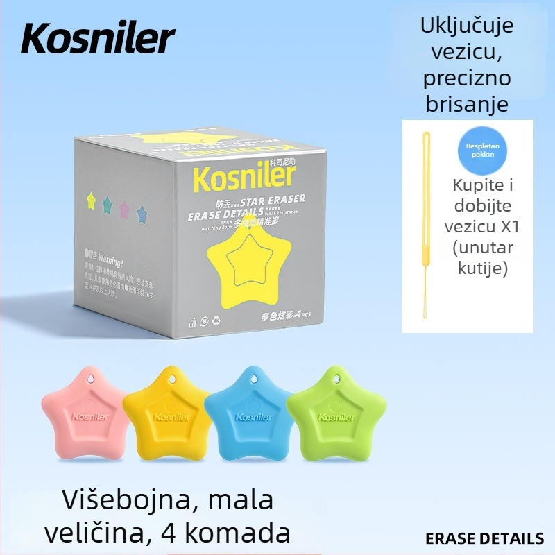 Gumica u obliku zvjezdice, lagan grip, bez ostataka, otporna i čista, za djecu od 3 do 6 godina