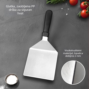 Nerđave čelična spatula s plastičnim držalom za BBQ i teppanyaki, trokutasta spatula za steak