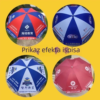 Veliki reklamni suncobran s tiskom logotipa, vanjski okrugli baldahin, ručno otvaranje