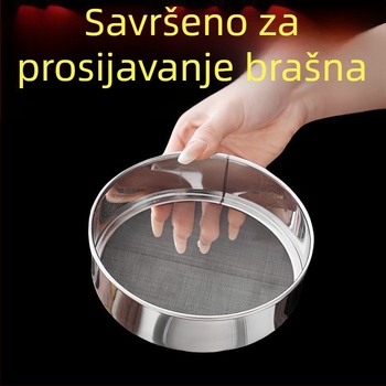 Sito za brašno od nehrđajućeg čelika, ručno, okruglo sito s ultra-finom mrežom, kuhinjski alat za pečenje