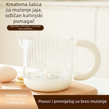 Ručni mikser za jaja, poluautomatski, višenamjenski, jednostavan za čišćenje, mjerna posuda s filtrom i uređaj za šlag