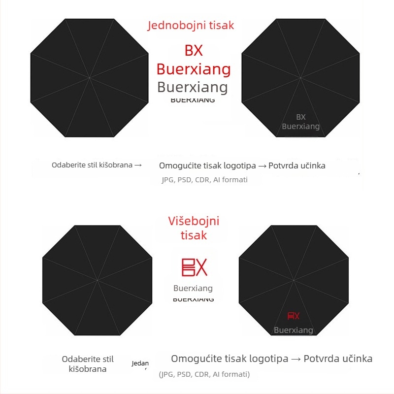 Boerxiang kišobran s duginim uzorkom, automatsko preklapanje, trodijelni, za sunce i kišu