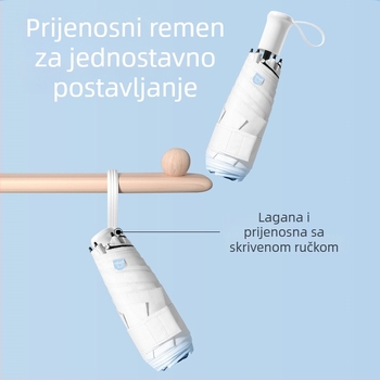 Mini kišobran za sunce s pet segmenata i skrivom drškom, gradijent boja, lagan i kompaktan, UV zaštita