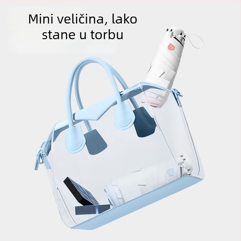Mini kišobran za sunce s pet segmenata i skrivom drškom, gradijent boja, lagan i kompaktan, UV zaštita