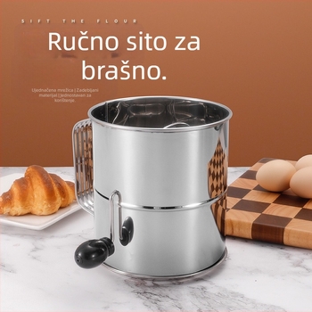 Prilagođeni nehrđajući čelični ručni prosijac za brašno, velika kapacitet od 8 šalica, ručno sito za pečenje.