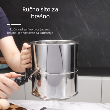 Prilagođeni nehrđajući čelični ručni prosijac za brašno, velika kapacitet od 8 šalica, ručno sito za pečenje.
