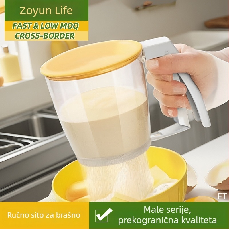 Ručni poluautomatni cjedilo za brašno s poklopcem, pritiskom tip cjedila za pečenje i biljni prah, dijeljivač uzoraka za kuhinju i kućnu uporabu