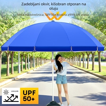 2,46 m vanjski suncobran sa srebrnim premazom platna, veliki suncobran za trg/plažu, UV zaštita, tiskanje logotipa