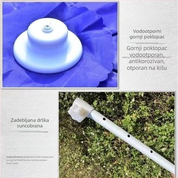 Veliki dvostruki sloj suncobrana za vanjsku uporabu za štandove, UV PA+++, poliester, 8 rebara, ručno otvaranje, mogućnost prilagodbe logotipa