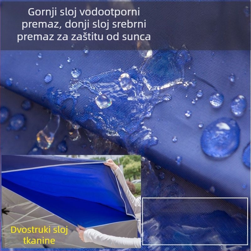 Veliki dvostruki sloj suncobrana za vanjsku uporabu za štandove, UV PA+++, poliester, 8 rebara, ručno otvaranje, mogućnost prilagodbe logotipa