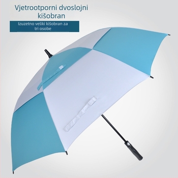 Golf kišobran s dugom drškom, dvostruki sloj otporan na vjetar, UV zaštita UPF 40+, za odrasle
