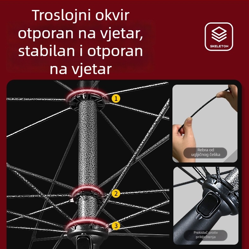Veliki vanjski suncobran za terase i hotele, ojačana konstrukcija i mogućnost tiska logotipa