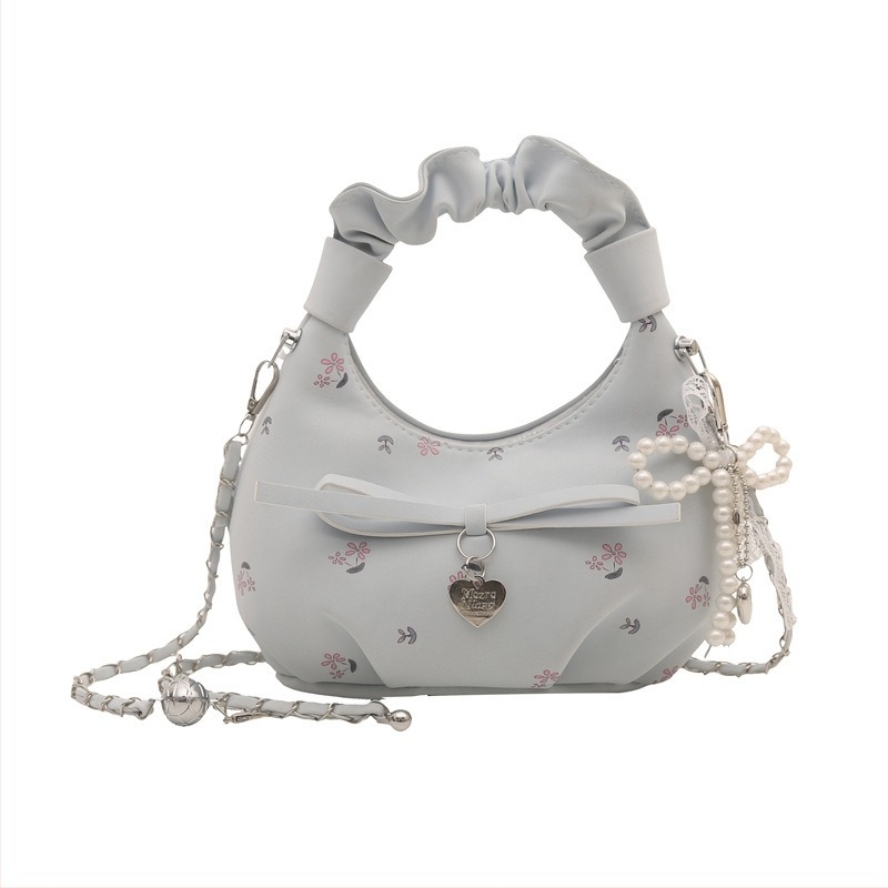 Ženska plisirana torba s cvjetnim uzorkom, ramena/crossbody dizajn, korejskog stila, novi model 2026