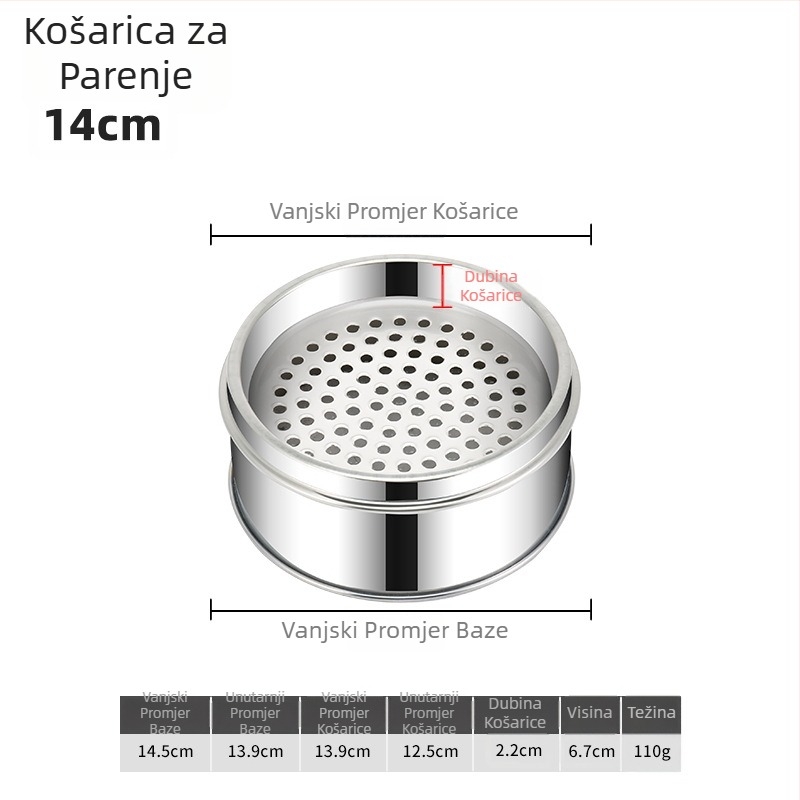 Nehrđajući čelični koš za parenje za kućnu i komercijalnu upotrebu, dimenzije 12–60 cm, pogodan za parene peciva i knedle
