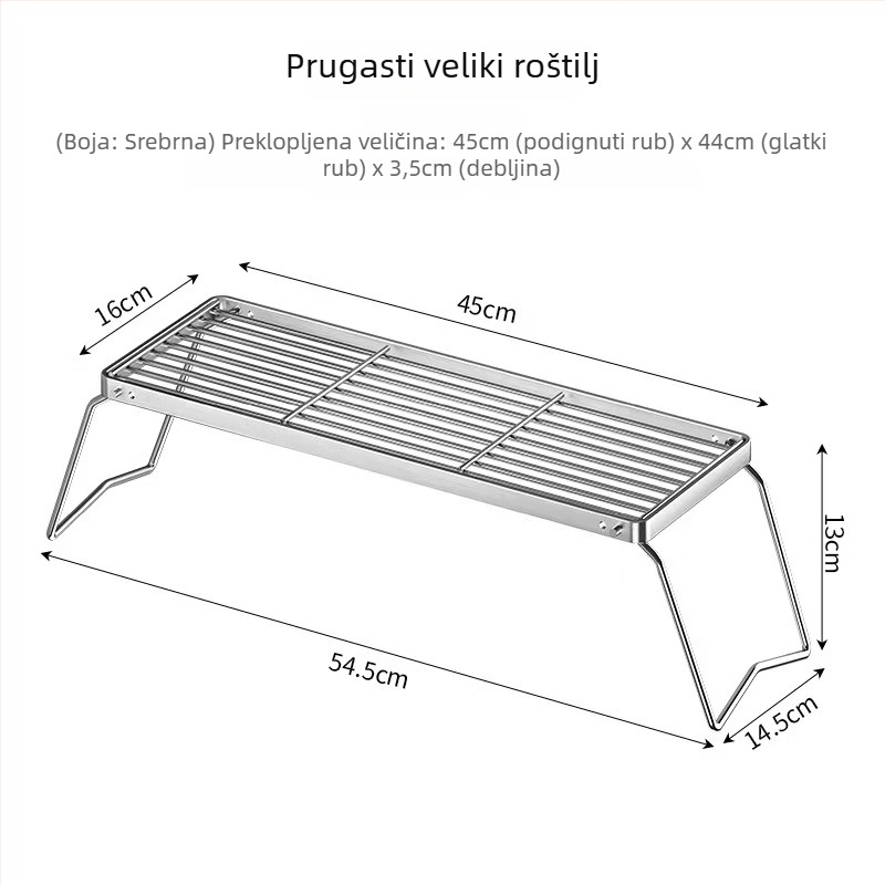 Rešetka za roštilj od nehrđajućeg čelika s nogicama, pravokutna mreža za hlađenje i odvod ulja za pećnicu i pečenje