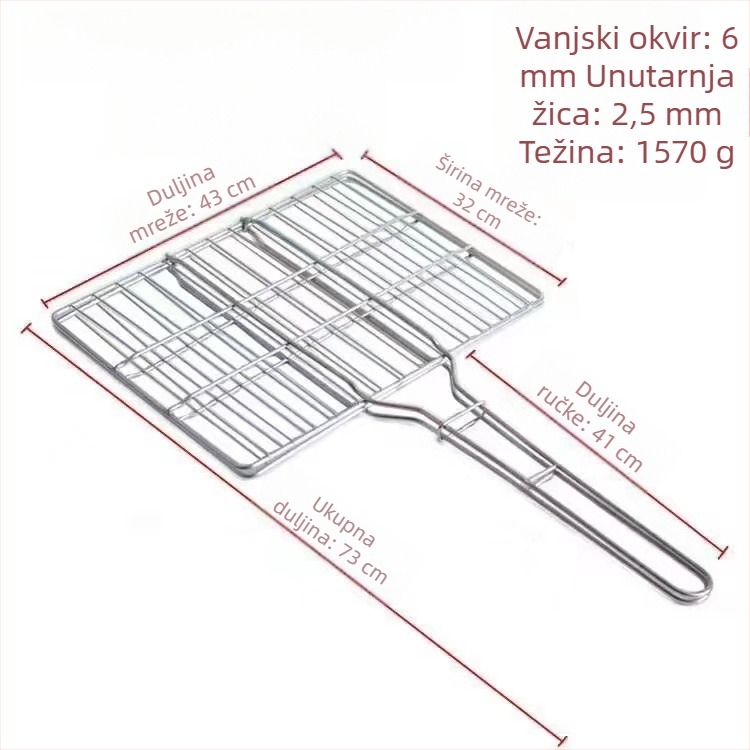 Vanjski debeli klips za ribu za roštilj od nehrđajućeg čelika s gustom mrežom