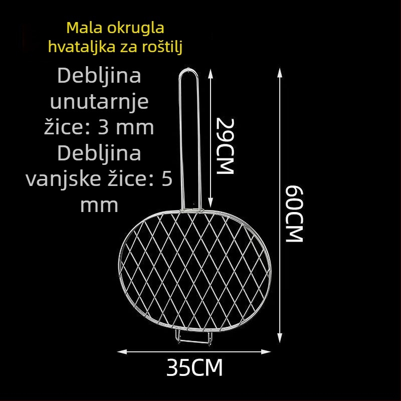 Vanjski debeli klips za ribu za roštilj od nehrđajućeg čelika s gustom mrežom