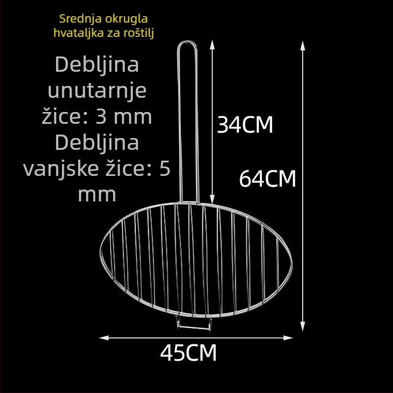 Vanjski debeli klips za ribu za roštilj od nehrđajućeg čelika s gustom mrežom