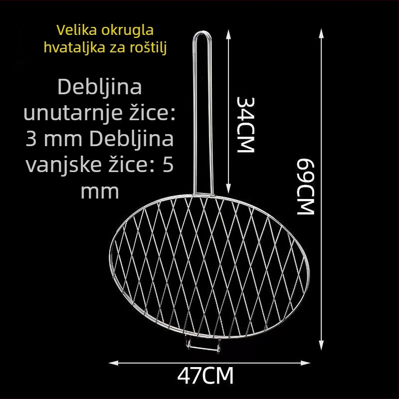 Vanjski debeli klips za ribu za roštilj od nehrđajućeg čelika s gustom mrežom