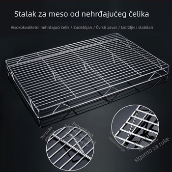 Nehrđajući čelični stalak za svinjetinu, debeli dvostruki sloj hlađenja, stalak za izlaganje mesa, roštilj rešetka, dvostruki sloj za komercijenu uporabu