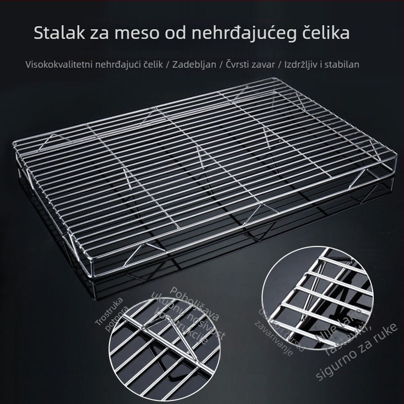 Nehrđajući čelični stalak za svinjetinu, debeli dvostruki sloj hlađenja, stalak za izlaganje mesa, roštilj rešetka, dvostruki sloj za komercijenu uporabu