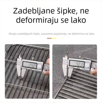 Nehrđavi čelik – kvadratna mreža za roštilj s odvodnim dijelom i odvajanjem masnoće, za pečenje, hlađenje kolača i kruha
