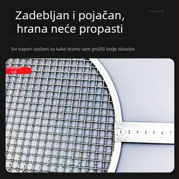 Okružna rešetka za roštilj od nehrđajućeg čelika, prijenosna debela metalna mreža za vanjsko kuhanje, pogodna za ugljen i korejski električni roštilj