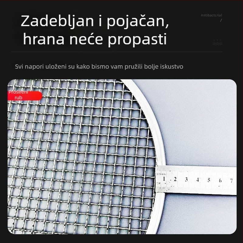Okružna rešetka za roštilj od nehrđajućeg čelika, prijenosna debela metalna mreža za vanjsko kuhanje, pogodna za ugljen i korejski električni roštilj