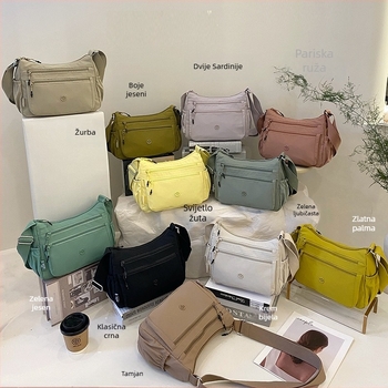 Jierangshi višeslojna platnena crossbody torba za žene, casual, ultra lagana, velikog kapaciteta