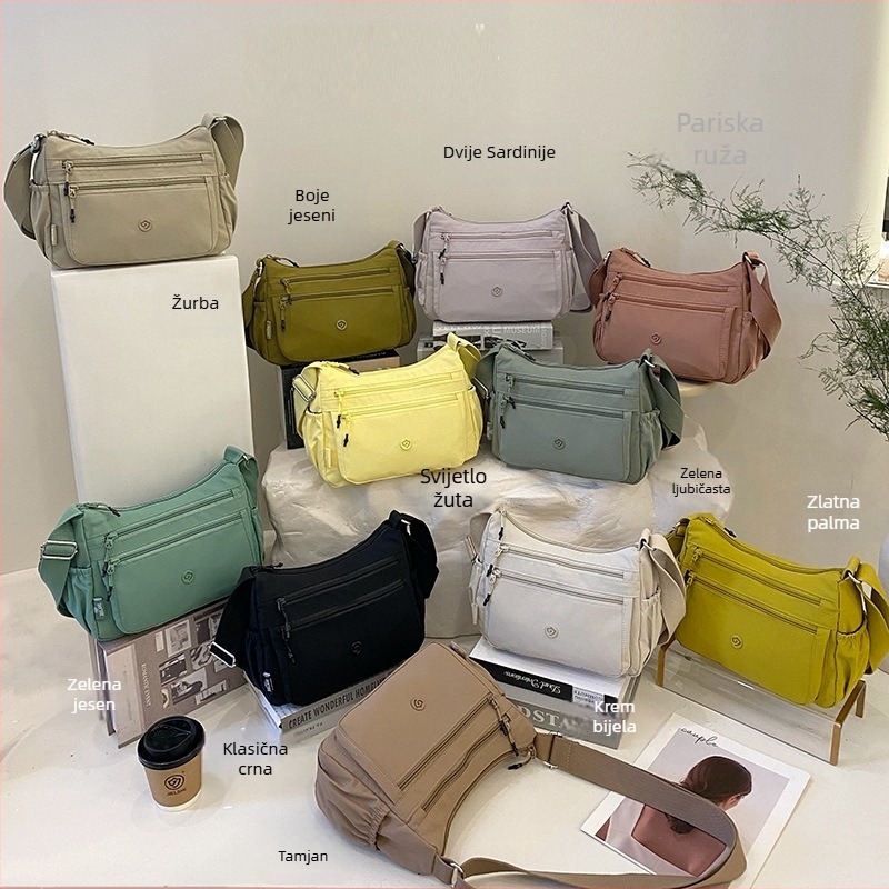Jierangshi višeslojna platnena crossbody torba za žene, casual, ultra lagana, velikog kapaciteta