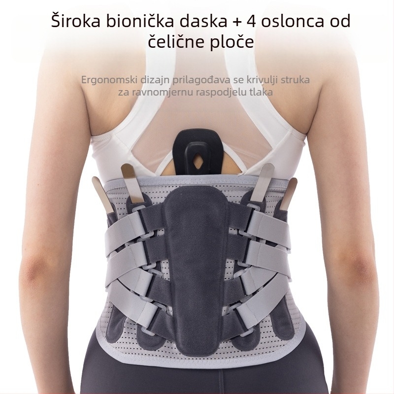 Strukni pojas za sport i fitness s čeličnom pločom za podršku pri mišićnom opterećenju, zaštita struka, otporan na znoj, crno-siva, veličine M-XXL (90-120 cm), pogodan za badminton