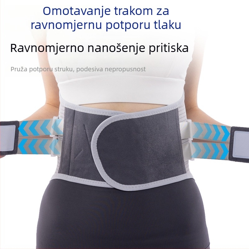 Strukni pojas za sport i fitness s čeličnom pločom za podršku pri mišićnom opterećenju, zaštita struka, otporan na znoj, crno-siva, veličine M-XXL (90-120 cm), pogodan za badminton