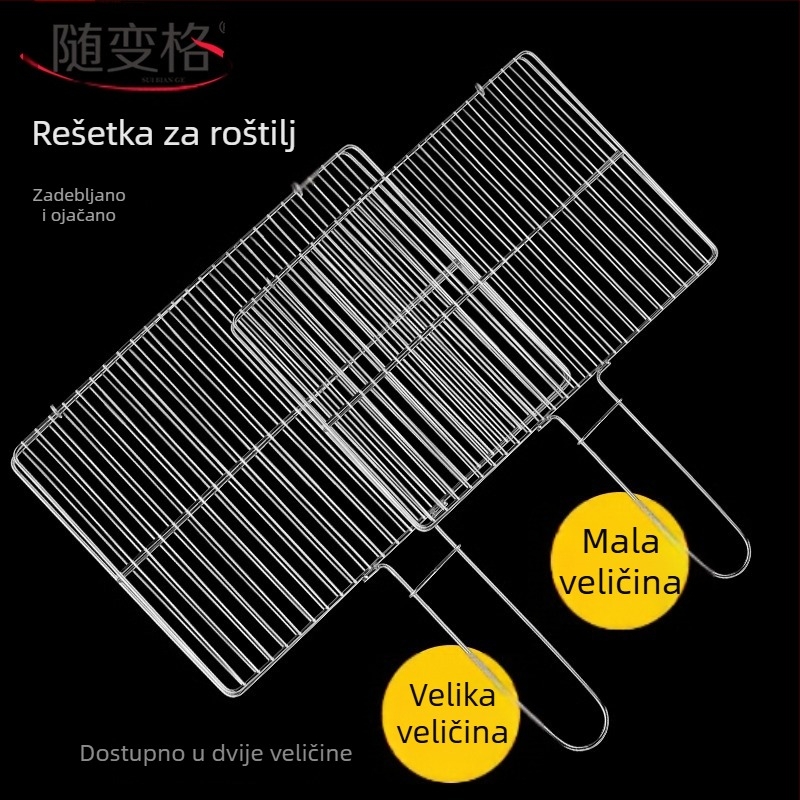 Set pribora za roštilj od nehrđajućeg čelika: kliješta za ribu, mreža za roštilj i rešetka