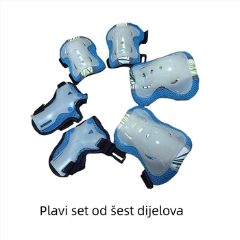 Šestodijelni set zaštitne opreme za djecu za rolanje na kolutima, s Velcro zatvaračima, fluorescentno svjetleći, samoljepljiv, jedna veličina