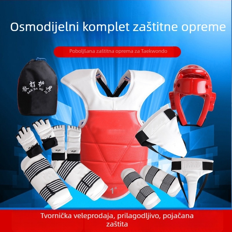Taekwondo zaštitni komplet od osam dijelova za trening – zaštita prsa i nogu, dječja borilačka oprema