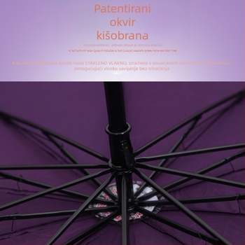 Izuzetno veliki poslovni kišobran s prilagođenom reklamnom tiskom, trodijelni, UV zaštita