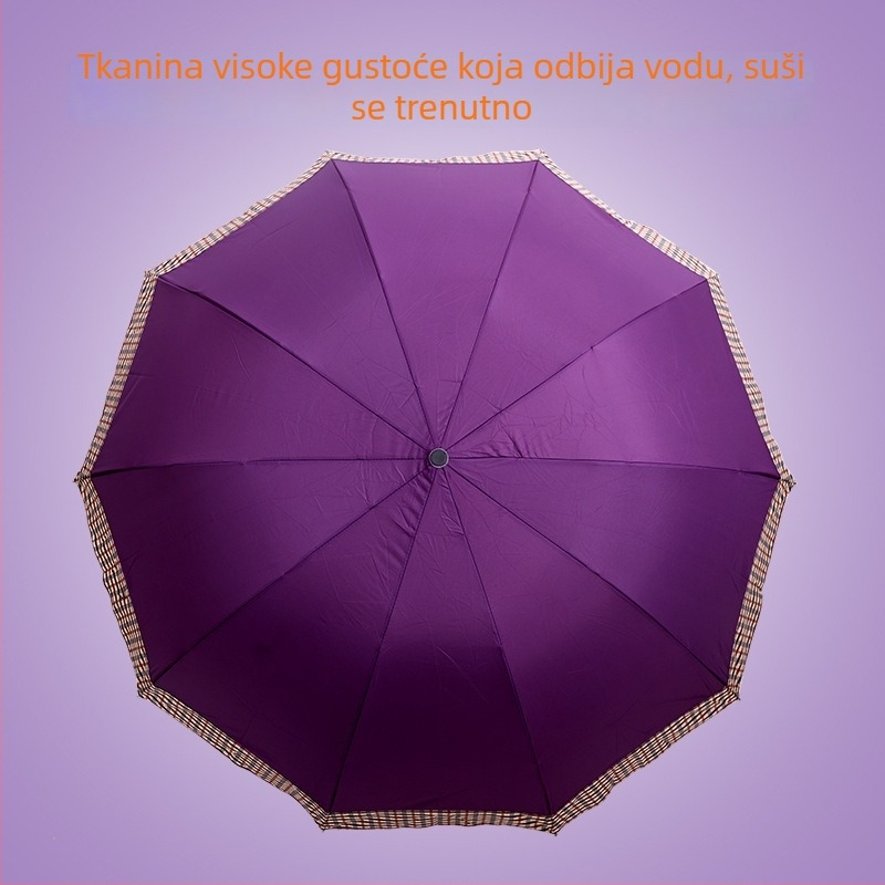 Izuzetno veliki poslovni kišobran s prilagođenom reklamnom tiskom, trodijelni, UV zaštita
