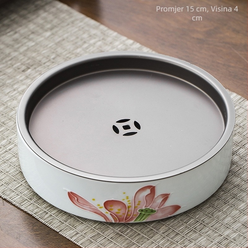 Gongfu čajni set od porcelana s pod-glazurnim, ručno oslikanim jade-bijelim porculanom, držač za čajnik i pladanj za čaj
