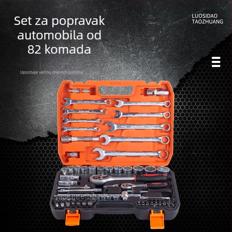 82-dijelni set alata za auto popravke od krom-vanadijskog čelika, otporan na koroziju, profesionalni set alata za popravak i održavanje vozila
