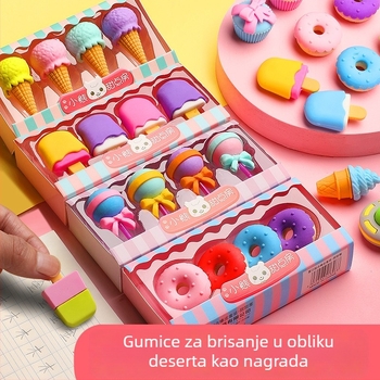 Slatke karikaturne gumice za olovke u obliku sladoleda, kreativne i stilizirane male darove