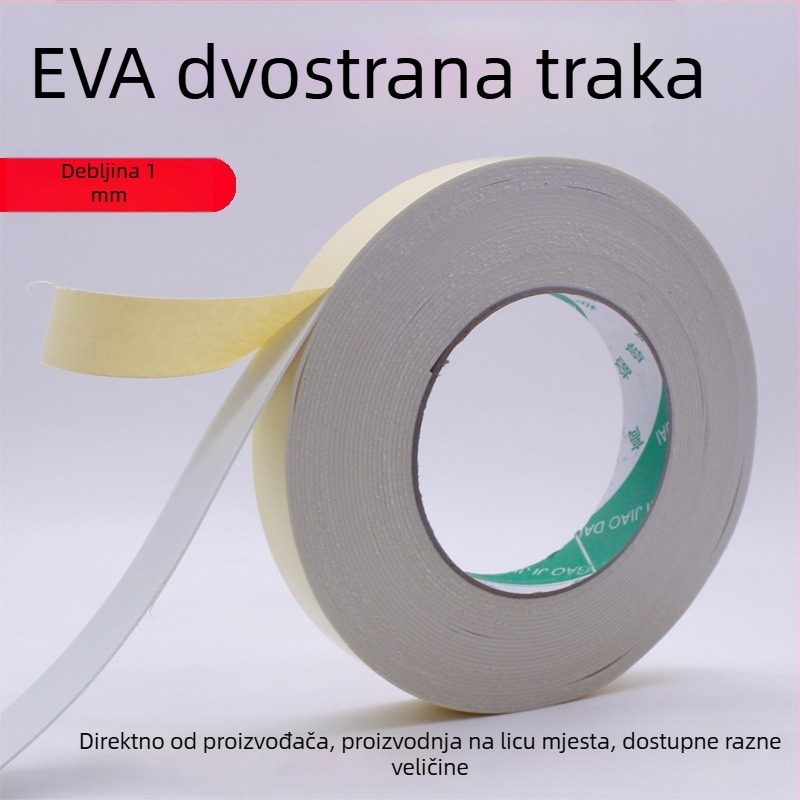 Dvostrana EVA pjenasta traka, snažna ljepivost, debljina 1 mm, širina 2 cm, duljina 10 m, viskozno EVA ljepilo, za montažu bilboarda
