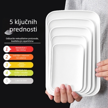 Melamin pravokutni tanjur s porcelin imitacijom, pogodan za hot pot, roštilj, rižine rolice i priloge.