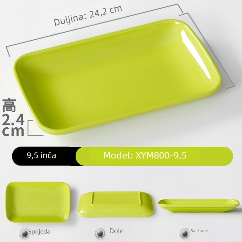 Melamin pravokutni tanjur s porcelin imitacijom, pogodan za hot pot, roštilj, rižine rolice i priloge.