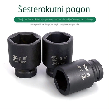 InBev Industrijske klase pneumatski šesterokutni nastavak, duljina 8 cm, šesterokutni 19 mm, teški tip, za 3/4-inčni pogon