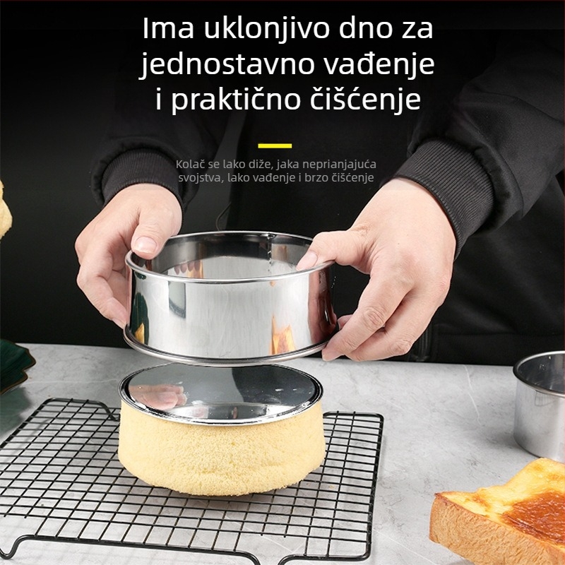 Kalup za šifon tortu s odvojivim dnom, okrugli, od nehrđajućeg čelika, za kućnu pećnicu